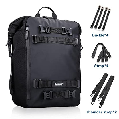 Waterproof Motorcycle Tail Bag 20L Motorbike Rear Rack Storage Bag Saddle Pannier for Touring Adventure Commuting Black - size: 20L