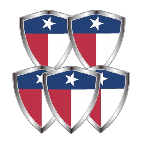 Texas Flag Decal Sticker - Texas State Flags Shield Shape Reflective Vinyl Car Stickers - for Car Window Bumper Laptop Waterproof Sticker (5Pcs) - color: Texas