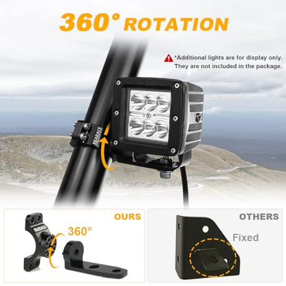 Whip Light Mount, Aluminium 360° Rotating Adjustable Heavy Duty UTV Whip Flag Light Mounting Bracket for 1.25"-1.5" Roll Bar Cage