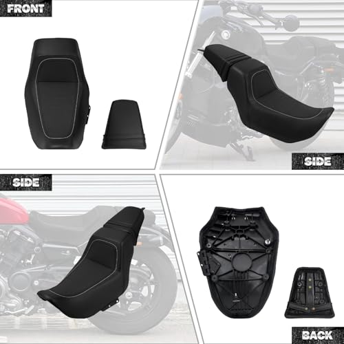 Motorcycle Driver Passenger Seat Two-up Seat Fit For Harley Nightster RH975 Nighster Special RH975S 2022-up (Black02) - color: Black