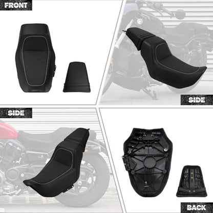 Motorcycle Driver Passenger Seat Two-up Seat Fit For Harley Nightster RH975 Nighster Special RH975S 2022-up (Black02) - color: Black