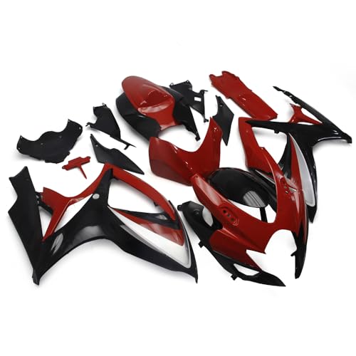 FLPRO Motorcycle Fairing Kit Compatible for Suzuki 06 07 GSXR600 GSXR750 K6 2006 2007 GSX-R600 GSX-R750 Fairings ABS Plastic Injection Bodywork Gloss Red Black - color: Glossy Red Black