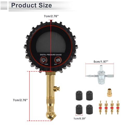 1 Set Tire Pressure Gauge 200PSI 7cm/2.76Inch Digital Pressure Gauge without Battery Tyre Air PSI Meter for Motorcycle SUV Truck