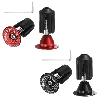 HARFINGTON 2Pair Bike Handlebar End Plugs Aluminum Bar End Caps 16-21mm Adjustment Expanding Locking with Tool for MTB Road BMX Fixed Gear Bike, Red Black - color: Red Black