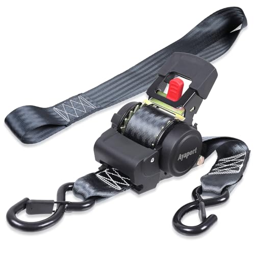 Ayaport Retractable Ratchet Straps 2in X 12.5ft-3300lb Break Strength, Heavy Duty Ratchet Straps Self Retractable Tie Downs with Soft Loops for Motorcycle, Dirt Bike, Cargo, Truck Accessories - size: 2"x12.5'-1pc