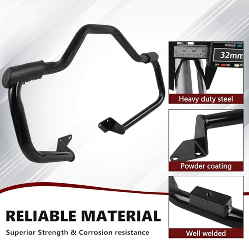 Crash Bar for Harley Dyna 2006-2017, 1 1/4" Highway Footpegs Engine Guard Protector for Low Rider, Wide Glide, Fat Bob, Street Bob, Super Glide, Switchback, CVO Fat Bob (Black) - color: Black