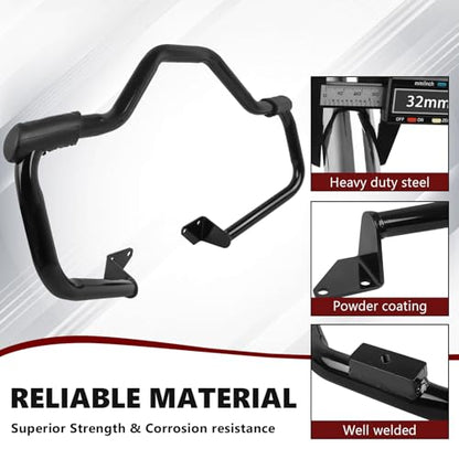 Crash Bar for Harley Dyna 2006-2017, 1 1/4" Highway Footpegs Engine Guard Protector for Low Rider, Wide Glide, Fat Bob, Street Bob, Super Glide, Switchback, CVO Fat Bob (Black) - color: Black