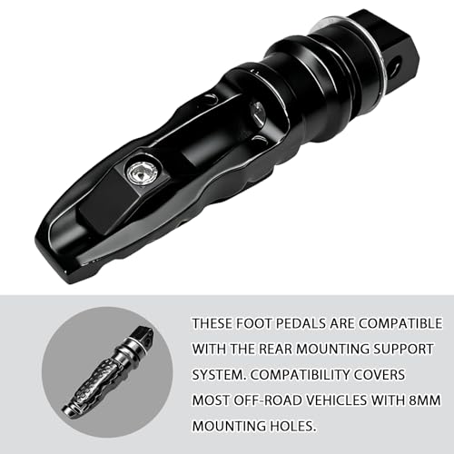 2PCS Motorcycle Foot Pegs, Footpegs Footrest Pegs Pedals for Motorcycle Rear Passenger, 8MM Screw Hole Aluminum Alloy Front Foot Rests Kit for Bicycle Motorbike Scooter Sport Modification(Black)
