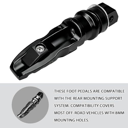 2PCS Motorcycle Foot Pegs, Footpegs Footrest Pegs Pedals for Motorcycle Rear Passenger, 8MM Screw Hole Aluminum Alloy Front Foot Rests Kit for Bicycle Motorbike Scooter Sport Modification(Black)