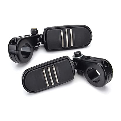 1.25" Highway Footpegs, Adjustable Footrest Mounting P-Clamps Mounts Compatible with Harley Sportster Touring Softail Dyna Honda Kawasaki Suzuki Yamaha with 1-1/4" Engine Guard(Black 6) - color: Black Style 1