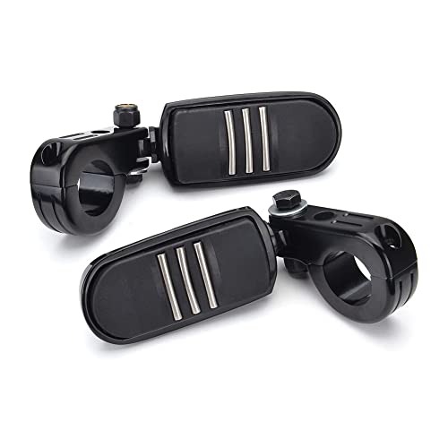 1.25" Highway Footpegs, Adjustable Footrest Mounting P-Clamps Mounts Compatible with Harley Sportster Touring Softail Dyna Honda Kawasaki Suzuki Yamaha with 1-1/4" Engine Guard(Black 6) - color: Black Style 1
