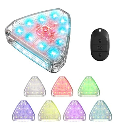 Motorcycle LED Strobe Lights with Remote Control USB Rechargeable 7 Colors Mini Flashing Light Modification Hazard Warning Lights for Outdoor Truck Car Electric Bike