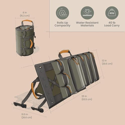 Heavy Duty Roll Up Tool Bag Organizer w/Kickstand for Upright Visibility & Easy Access, 7 Pockets w/Zippers, Multiple Carrying & Hanging Handles, Magnetic & Elastic Organizers, Adjustable Strap - style: Olive - Pro Roll Up w/ Kickstand