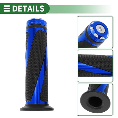 7/8" 22mm 15/16" 24mm Motorcycle Hand Grips Cover Kit Non Slip Aluminum Alloy Rubber Handlebar Grips for Motorcycle Scooter Bicycle ATV Blue 1Set - color: Blue