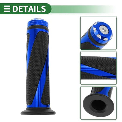 7/8" 22mm 15/16" 24mm Motorcycle Hand Grips Cover Kit Non Slip Aluminum Alloy Rubber Handlebar Grips for Motorcycle Scooter Bicycle ATV Blue 1Set - color: Blue