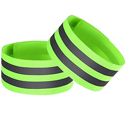 Tailgator Reflective Bicycle Safety Band (2 Pack)| High Visibility, Dual Reflective Armband, Ankle Strap for Men or Women | Increases Cycling Safety by Improving Visibility up to 200 Times - color: Green