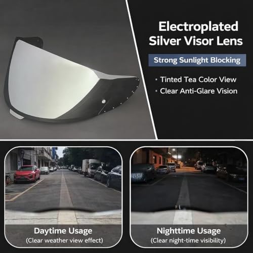 Shoei RF-1400 Helmet Visor Replacement for X15 CWR-F2 RF-1400 Z8 NXR2, CWR-F2 Shield Windshield Anti-Scratch UV Protection (Silver) - color: Silver