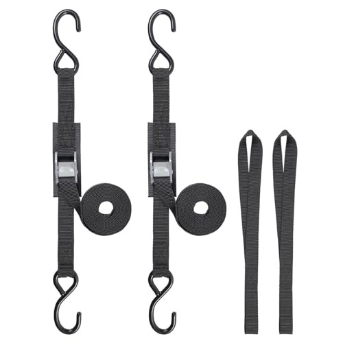 EXVITAL Tie Down Straps with Hook Cam Buckle Straps 1" x 8’ 1200lbs Break Strenght with Extra Soft Loops for Motorcycle, Kayak, ATVs, Dirt Bike, Truck, Car Black 2 Pack - size: 1"x8'x2