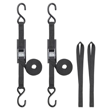 EXVITAL Tie Down Straps with Hook Cam Buckle Straps 1" x 8’ 1200lbs Break Strenght with Extra Soft Loops for Motorcycle, Kayak, ATVs, Dirt Bike, Truck, Car Black 2 Pack - size: 1"x8'x2