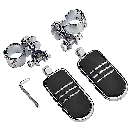 VGMOTO Motorcycle 1.25" Highway Footpegs Adjustable Foot Pegs Footrests with Clamps Mounts kit Compatible with Harley Touring Sportster Softail Road Glide Street Glide with 1 1/4 inch Engine Guard - color: Chrome-Style B