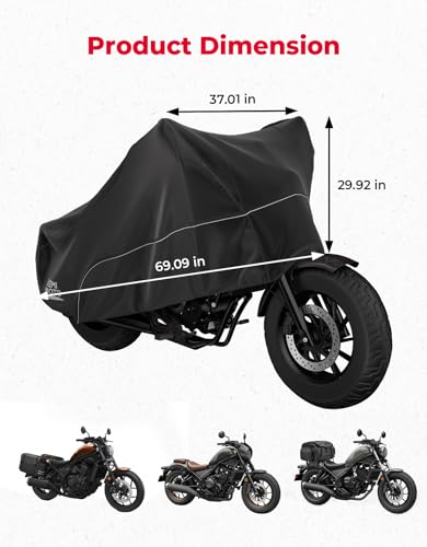 KEMIMOTO Motorcycle Half Cover Outdoor Waterproof Storage Bag Fit Lightweight Fit for Rebel CMX300 500 1100 Sportster Iron 883 Shadow Vulcan S Boulevard S40 Rain Snow Dust Protection Cover - size: Cruiser