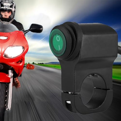 Qiilu 12V 1 1/8' Black Handlebar Switch, Push Button, Manual Operation, IP65 Waterproof