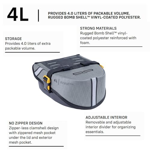 Giant Loop Klamath Tail Rack Pack, 4-Liter Soft Luggage Motorcycle Bag, Secures to Any Motorcycle Tail Rack or Dirt Bike Rear Fenders (Gray) - color: Gray