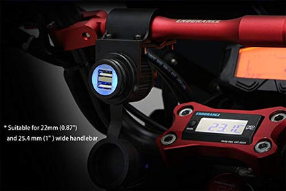 Cliff Top Motorcycle USB Charger Waterproof Dual Port 3.3A 16.5W Bike USB Adapter Heavy Duty for 7/8" and 1" Handlebars Motorcycle Charger Socket for 12V Motorbike - size: 3.3A 16.5W Dual USB Charger