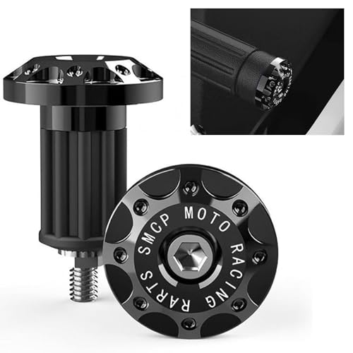 2 PCS Motorcycle Bar End Plug, Alloy Anti-rust Anti-collision Handlebar Grip End Caps, 7/8" 22mm Handlebar Decorations, for Most Scooters, Off-Road Motorcycles (Black) - color: Black