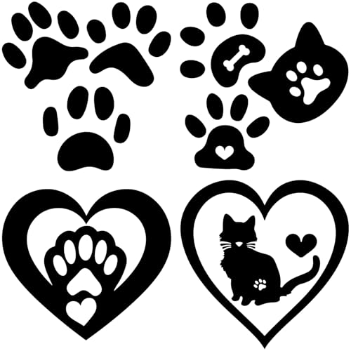 GORGECRAFT 4 Styles 4Pcs Cat Dog Paw Prints Car Sticker Black Reflective Heart Car Bumper Decals Waterproof PET Automotive Exterior Decor Stickers for SUV Truck Motorcycle Doors Walls Laptop - style: Paw Print