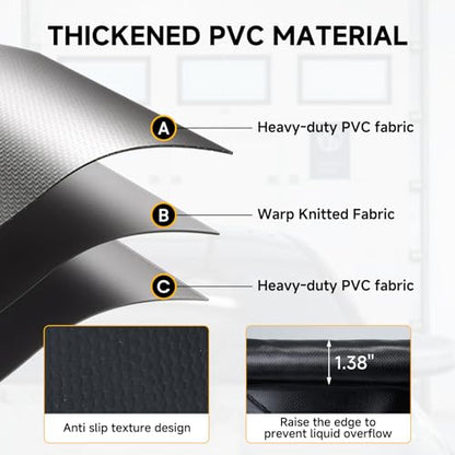 SUNYRISY 7'9" x 18' Containment Garage Floor Mat Under Car, Heavy Duty Waterproof Garage Carpet Floor Protection Non-Slip Parking Mat with Squeegee for Cars SUVs Trucks - size: 7'9" x 18'