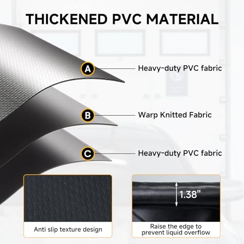SUNYRISY 8'6" x 20' Containment Garage Floor Mat Under Car, Heavy Duty Waterproof Garage Carpet Floor Protection Non-Slip Parking Mat with Squeegee for Cars SUVs Trucks - size: 8'6" x 20'