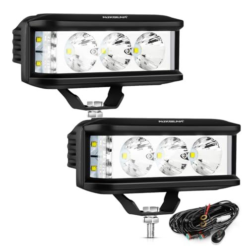 Auxbeam 5in 68W Offroad Driving Lights, 6800LM Side Shooter LED Light Bar with White Spot Flood Combo Beam, Waterproof Offroad Fog Light for UTV ATV Jeep Wrangler Motor Truck Boat - color: White Offroad Driving Lights