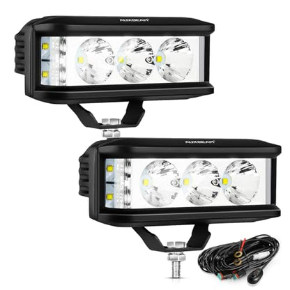 Auxbeam 5in 68W Offroad Driving Lights, 6800LM Side Shooter LED Light Bar with White Spot Flood Combo Beam, Waterproof Offroad Fog Light for UTV ATV Jeep Wrangler Motor Truck Boat - color: White Offroad Driving Lights