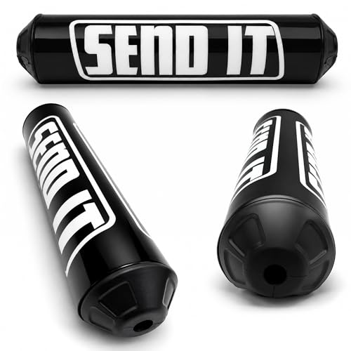 SEND IT Handlebar Pad with FREE GRIP DONUTS - Universal Fit for Dirt Bikes and ATVs Crossbar by ThrottlePak (BLACK, ROUND) - color: Round
