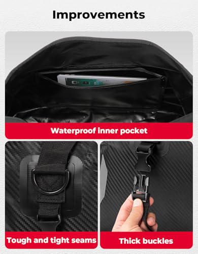 KEMIMOTO Waterproof Motorcycle Dry Bag – Duffle Tail Bag Soft Luggage, 25L/40L/65L Large Capacity with 4 Quick-Release Straps, Dustproof for Touring, Adventure, Motorcycling & Camping Black - size: 25L
