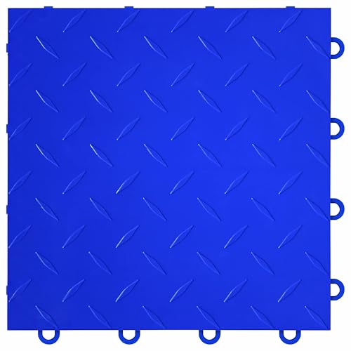Nitro Tiles by FlooringInc 12" x 12" Interlocking Garage Floor Tiles, Diamond Pattern Heavy Duty Polypropylene Flooring, Modular Snap-Together Non-Slip Floor Tile, Shelby Blue, 1-Pack (1 Sq Ft) - color: Shelby Blue, size: 1 Tile (1 Sq/Ft)