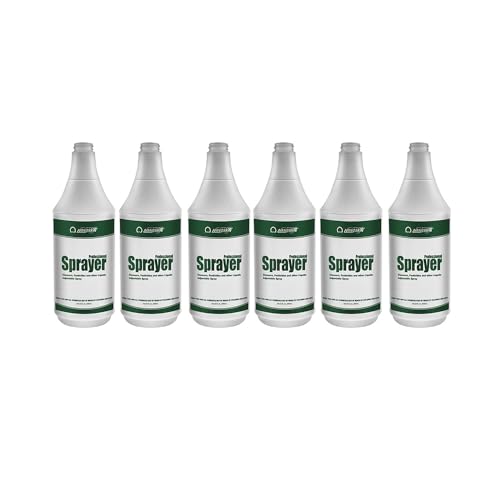Nanoskin 6-Pack of 32 Oz. HDPE Natural Plastic Spray Bottles with Molded-In Graduations – Durable, Chemical-Resistant, Multi-Purpose, Refillable, and Perfect for Cleaning Solutions and Household Use - size: 32 Ounce (Pack of 6)