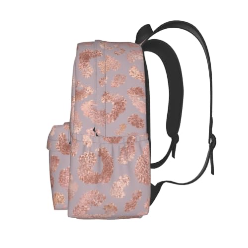 Rose Gold Leopard Skin Tote Backpack Bookbag Laptop Backpacks Multipurpose Daypack for Boys Girls School Men Women Travel Hiking - color: Pink