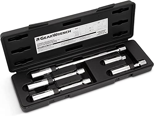 GEARWRENCH 5 Pc. 3/8" Drive 6 Pt. Magnetic Swivel Spark Plug Socket Set, 80601 , Black