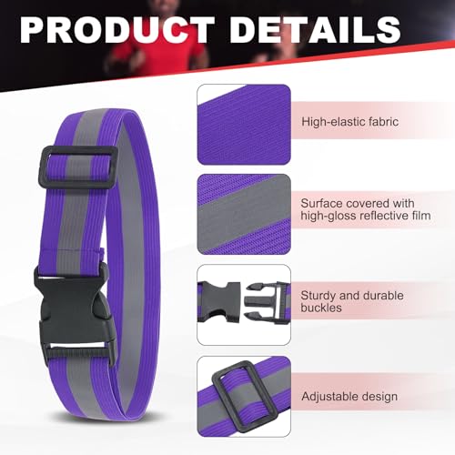 Reflective Safety Belt, Adjustable High Visibility Glow Belt Outdoor Running Gear Accessories - color: Purple