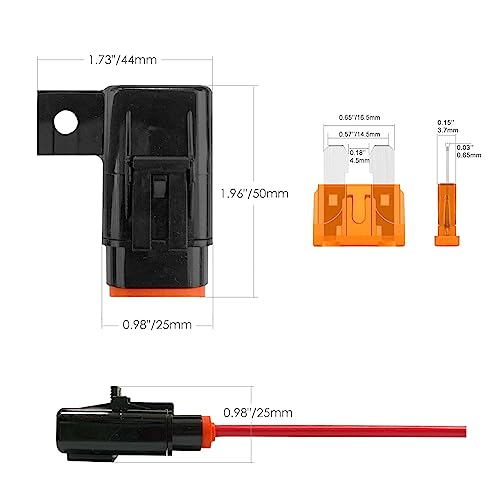 partsPTT IP67 Waterproof in-Line ATO/ATC Blade Fuse Holder 30A with Cover, 12 AWG Wire, Automotive & Marine for Small Boats, Fishing Boats, Speedboats, Outboard Circuits (2 Pack) - style: ATC/ATO