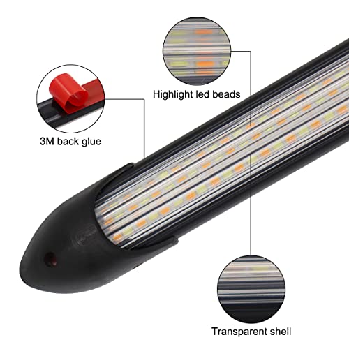 Exterior Car LED Lights, 2Pcs Flexible Daytime Running Light Strip Waterproof Auto Headlight Sequential White Turn Signal Yellow Led Light, 9.25 Inches - size: 9.25 inches