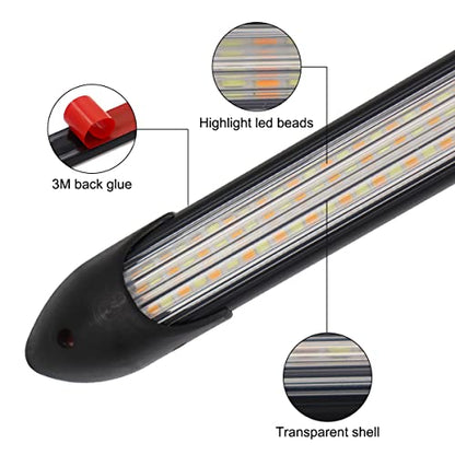 Exterior Car LED Lights, 2Pcs Flexible Daytime Running Light Strip Waterproof Auto Headlight Sequential White Turn Signal Yellow Led Light, 9.25 Inches - size: 9.25 inches
