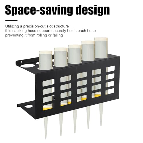 Penitue 2pcs Wall Mount Caulk Tube Holder, Durable Carbon Steel Sealant Storage Rack with Holds 11 Tubes for Workshop Shop Garage (Black)