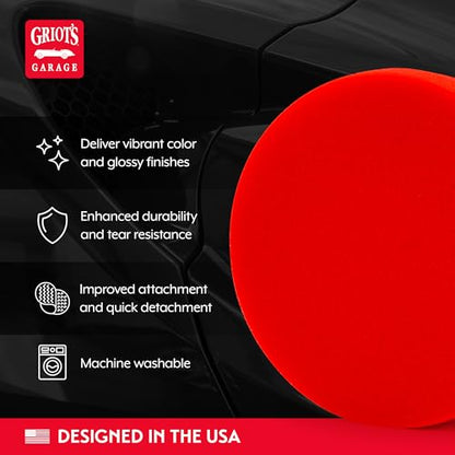 Griot's Garage 5.5” Red Foam Waxing Pads for Car Detailing, Polishing and Buffing Pads for Use with Waxes and Sealants, 10525, Set of 2 - style: 5.5" Pads (Set of 2)