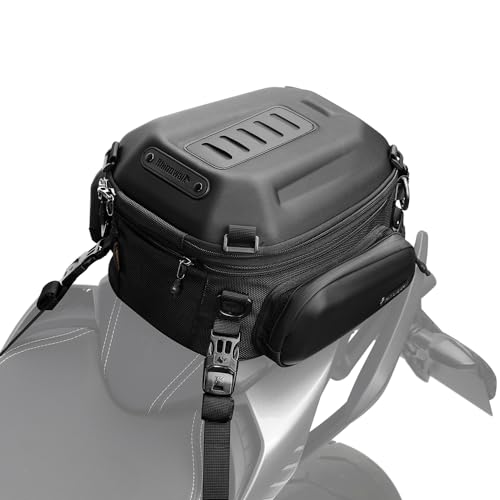 Rhinowalk Motorcycle Tail Bag, Waterproof Hard Shell Rear Seat Bag, 12-18L Expandable Motorbike Luggage Backpack for Touring, Commuting & Storage - color: Carbon Black, size: 12-18 L