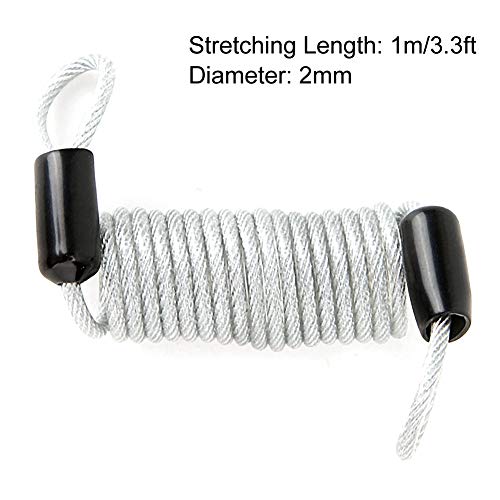 Security Reminder Cable, Anti Theft Steel Wire Lock Security Spring Wire Lock Security Steel Wire Spring Reminder Rope for Luggage Helmet