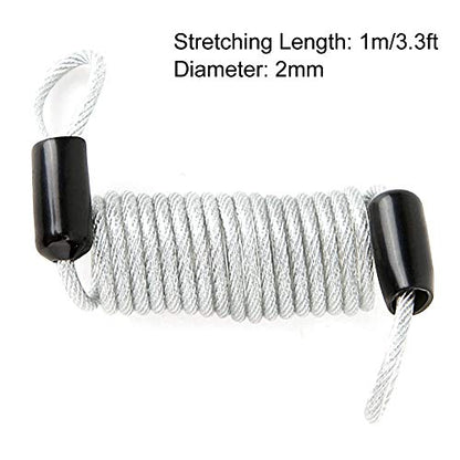 Security Reminder Cable, Anti Theft Steel Wire Lock Security Spring Wire Lock Security Steel Wire Spring Reminder Rope for Luggage Helmet