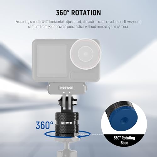 NEEWER Action Camera Tripod Mount Adapter Compatible with GoPro Hero 13 Go Pro 12 11 10 9 Black DJI Osmo Action 5 Pro 4 3, 360° Swivel 1/4"-20 to 3 Prong Mount for Standard 1/4 Accessories, GP-89 - style: GP-89